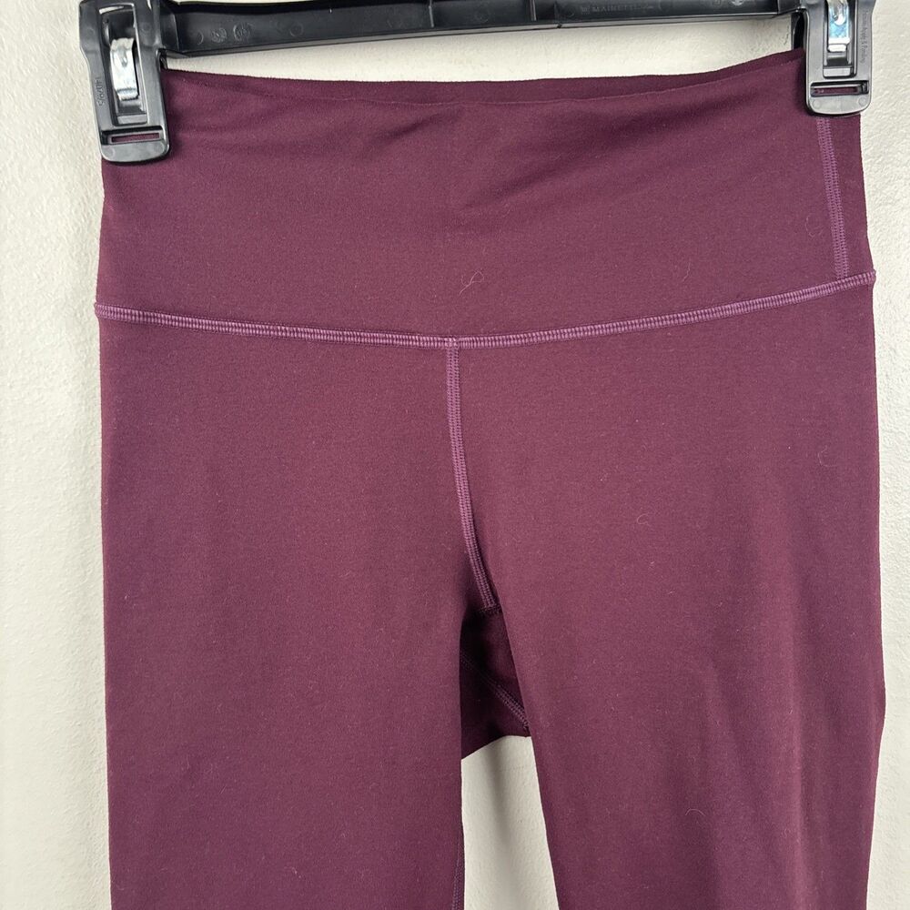 Fabletics PowerHold Leggings Womens Small Burgundy Logo 24” Waist Gym Running